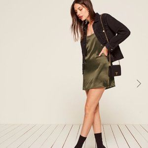 Reformation Alegre Mini Dress Army Green
